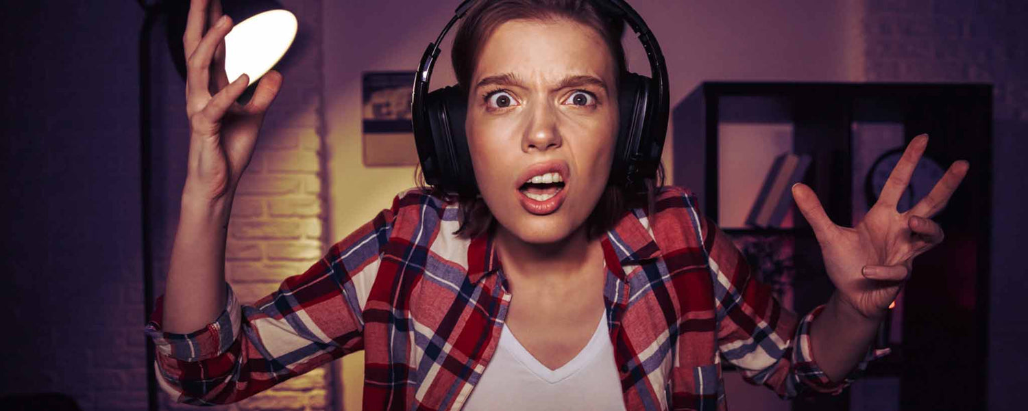 Anxious female computer user