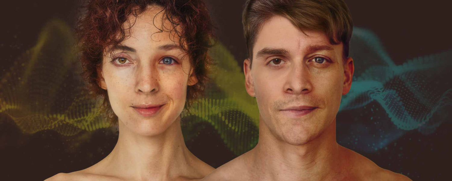 Two distorted human faces