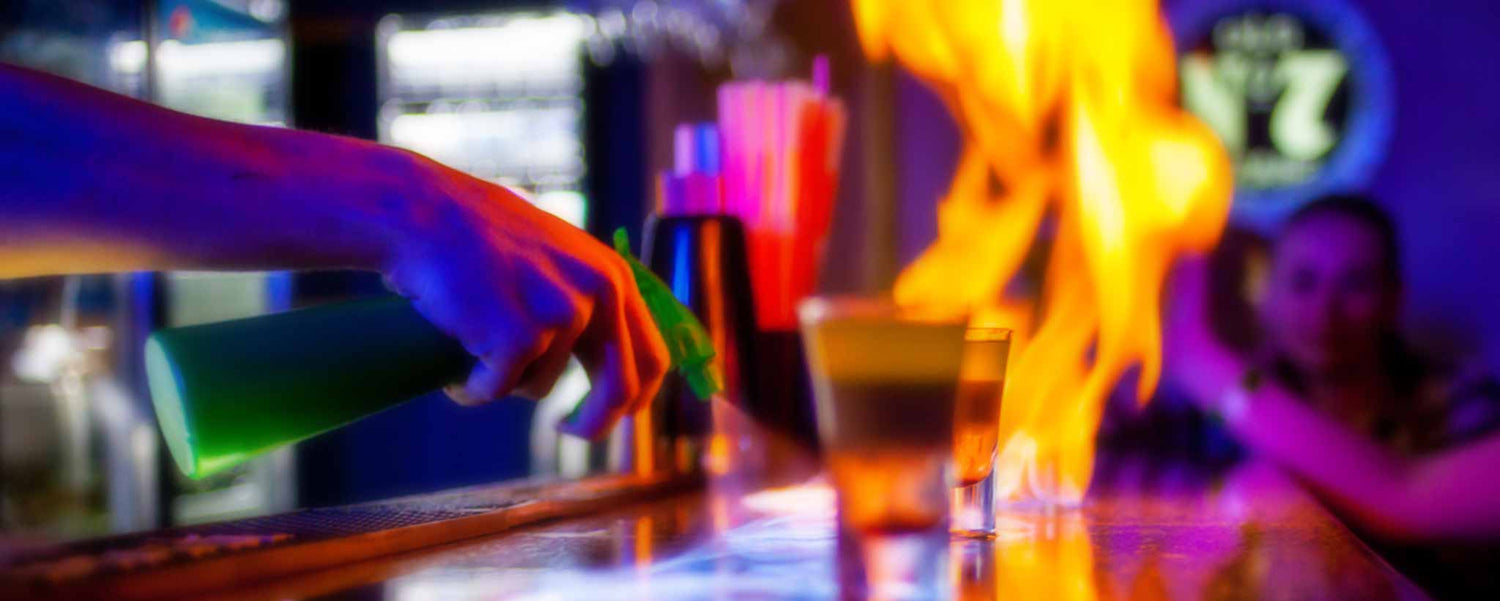 Flaming bar counter