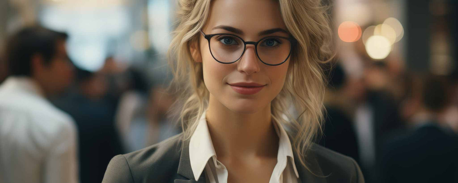 Blonde female portrait in office (ai)