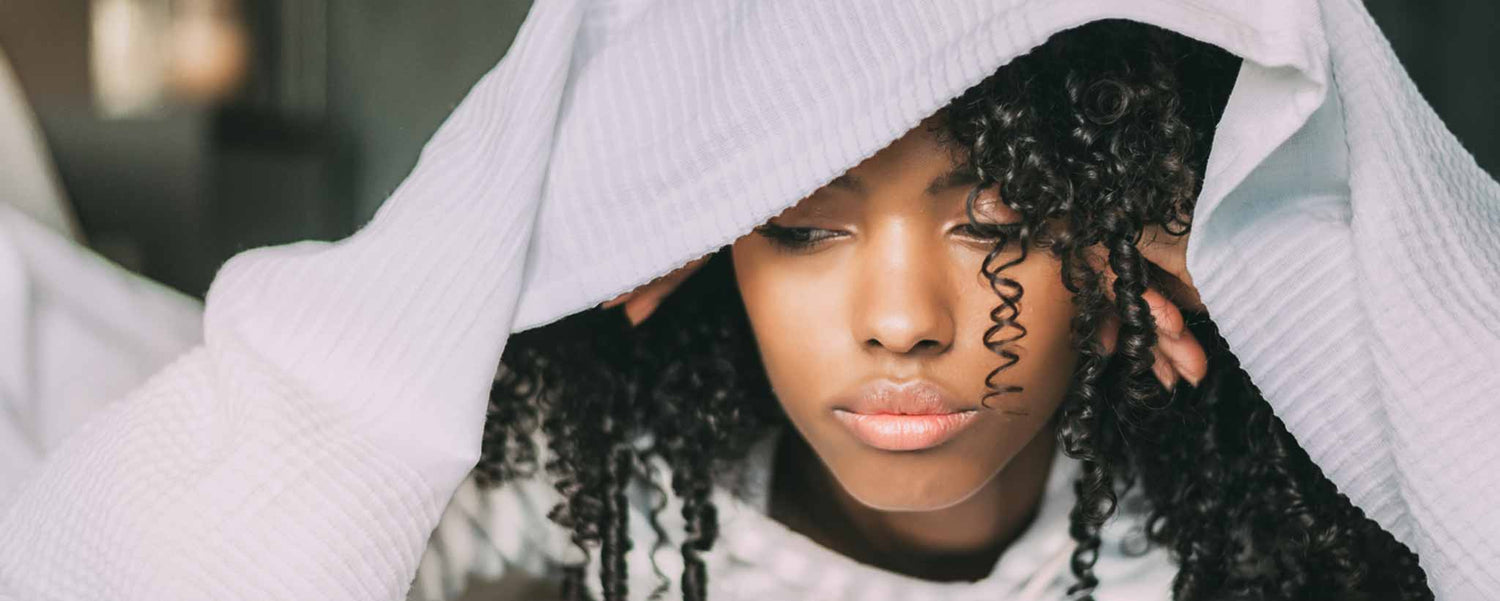 Woman awakening tired