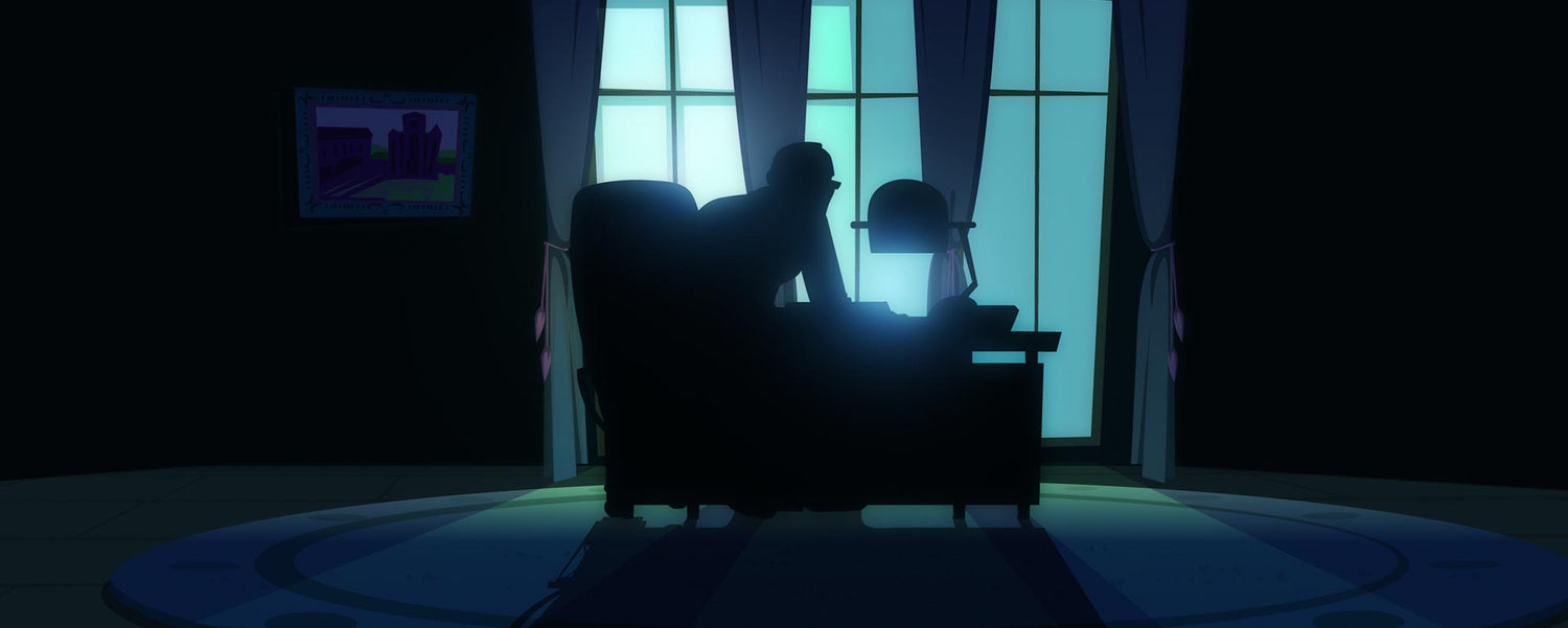 Dark reading room desk