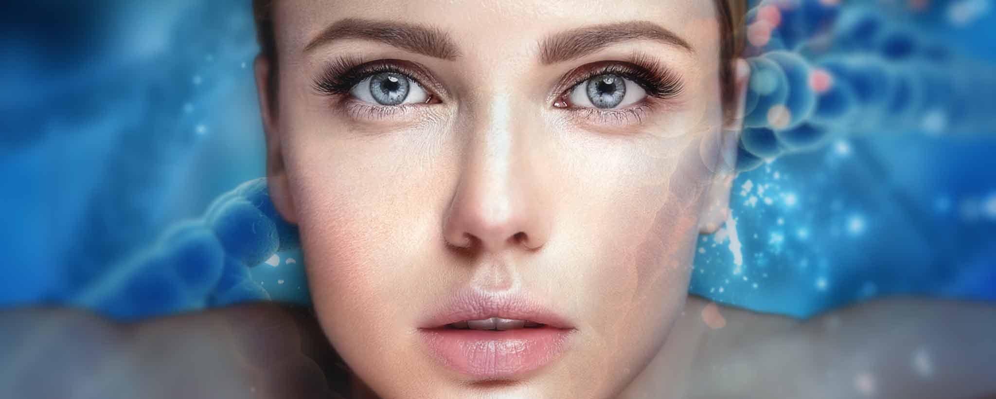 'DNA merging with a female face.'