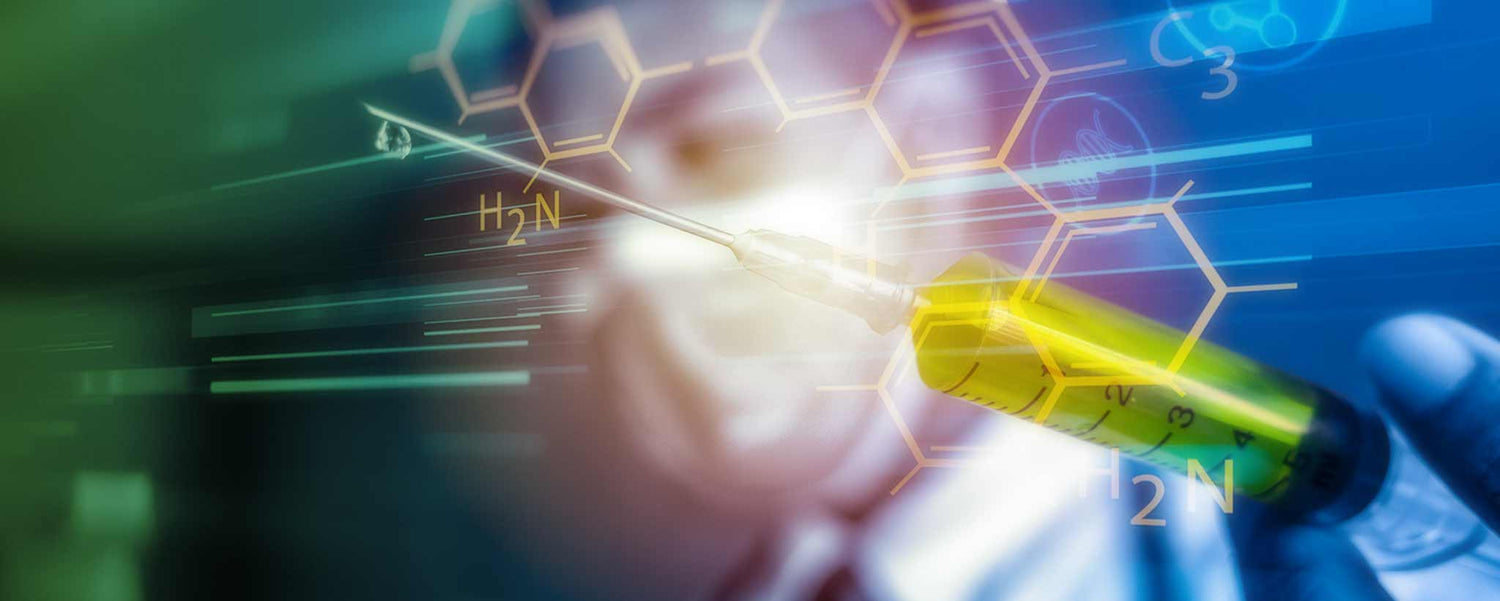 A scientist collage with a syringe.