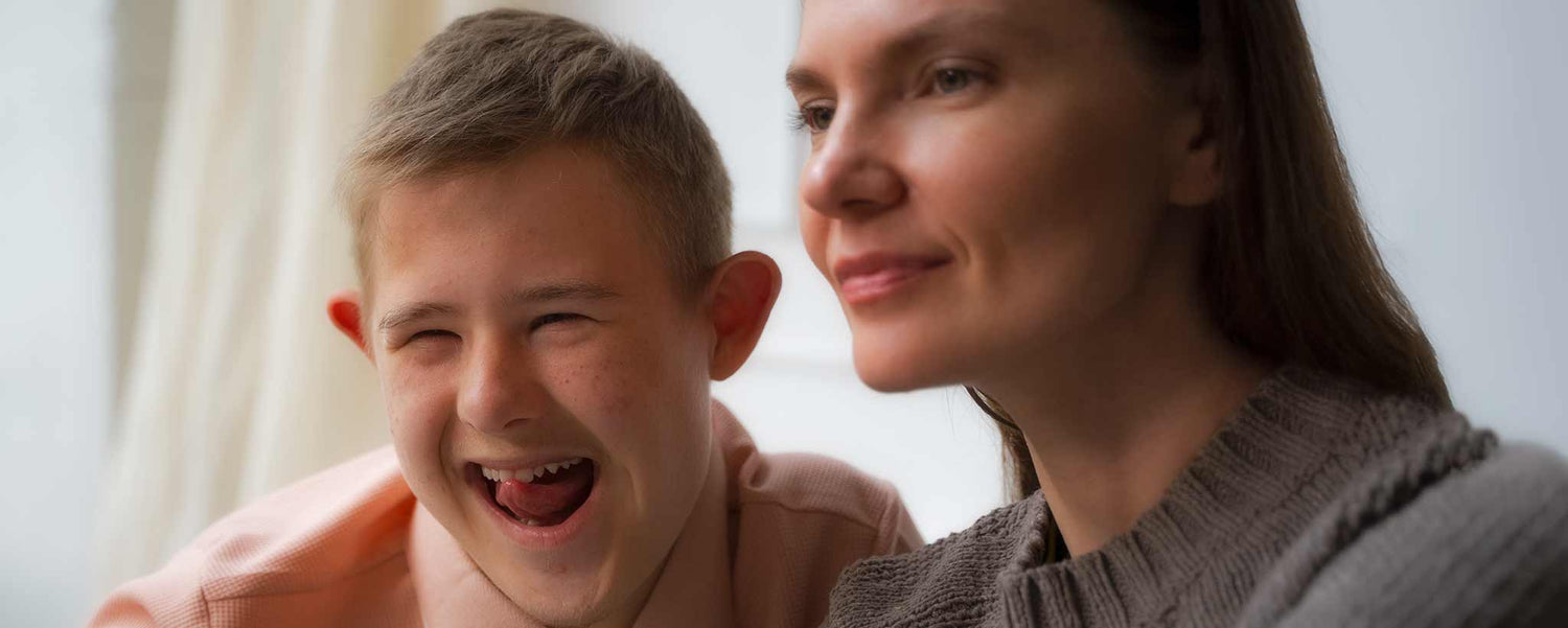 Mother with Down syndrome son