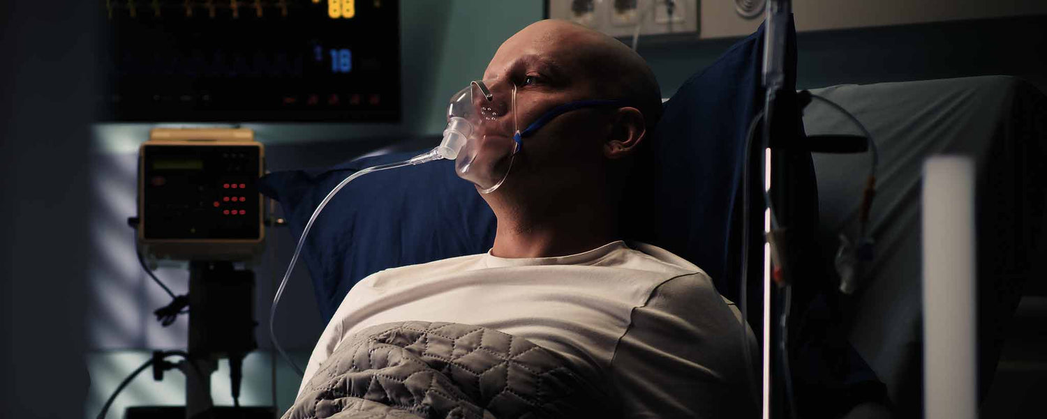 Man on life-support machine