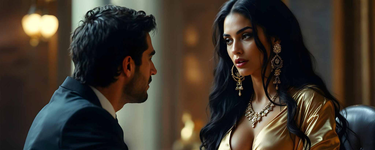 An exotic female testifies on the witness stand. (ai)
