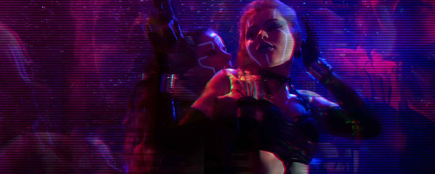 A futuristic dance party lady.