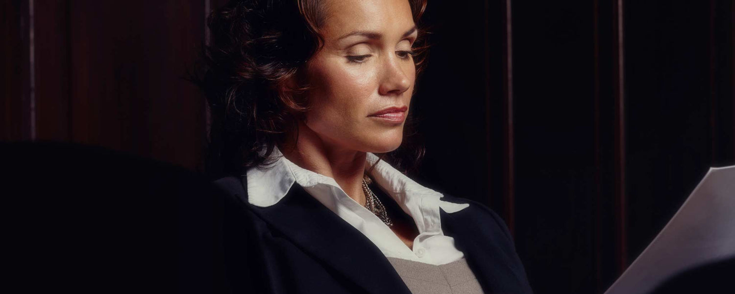 Female judge reads document