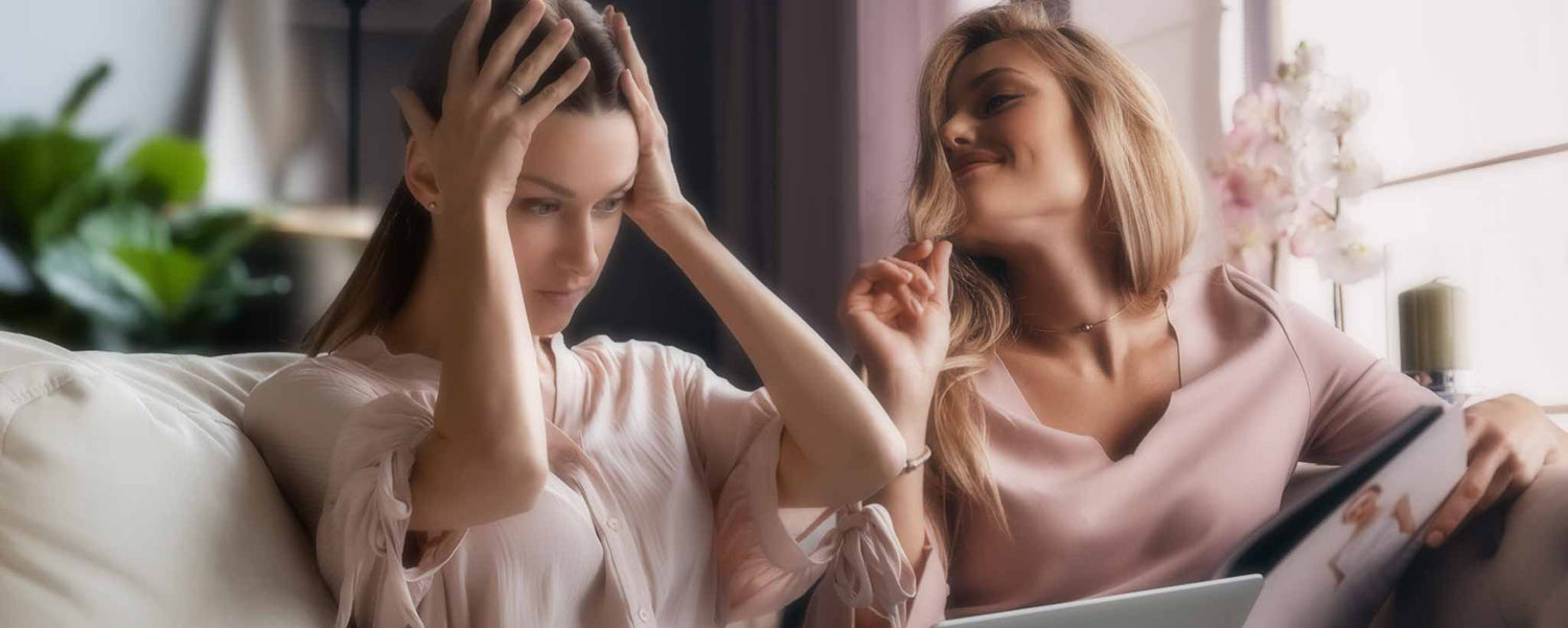 Frustrated and delighted women