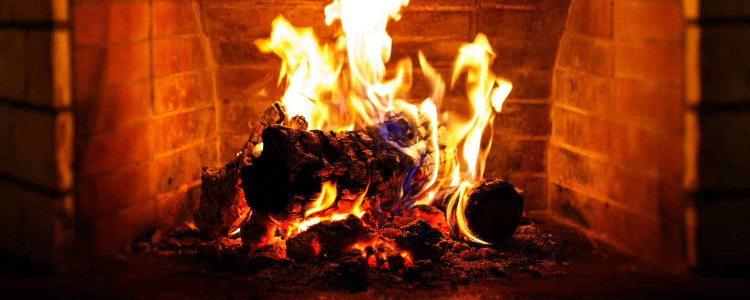 Burning fireplace