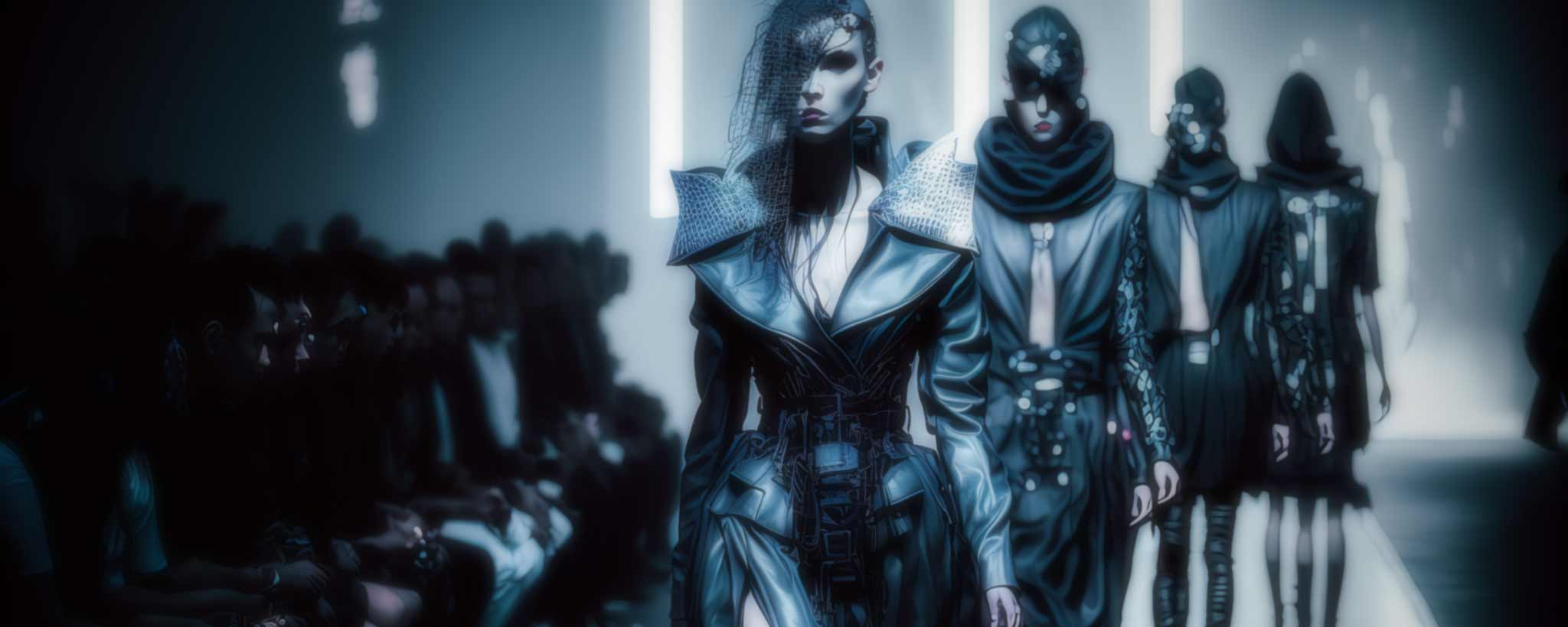 'Futuristic female fashion models on the catwalk. (ai)'