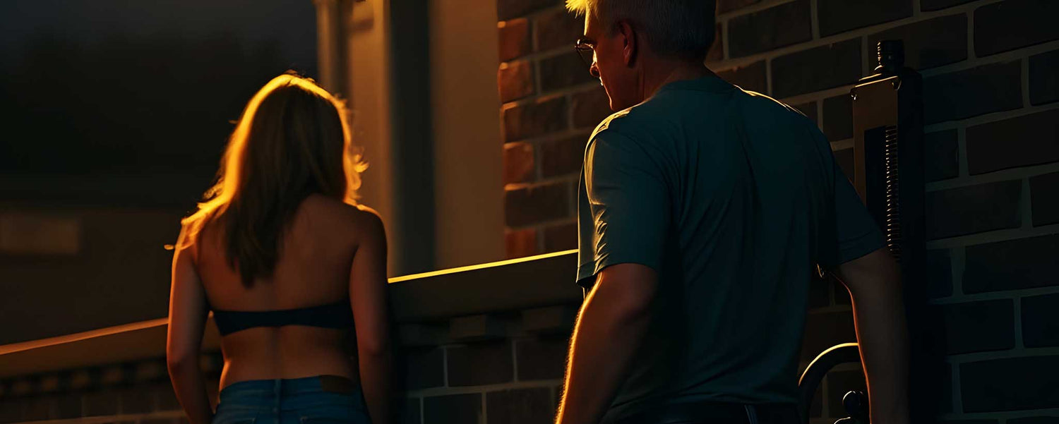 A man approaches a female night worker. (ai)