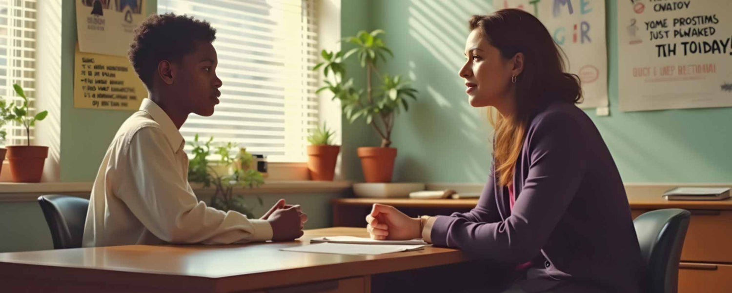 Theo gets career advice from school counselor. (ai)