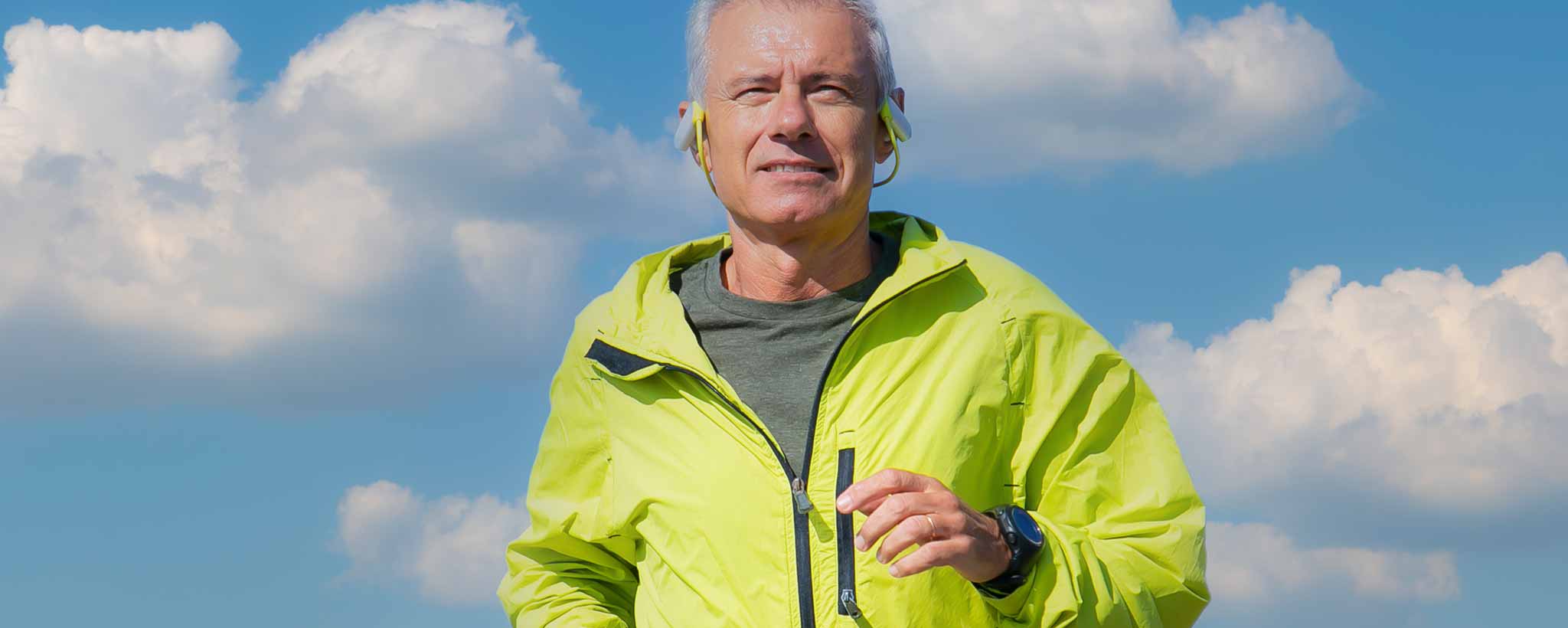 'Senior man jogging for good health'