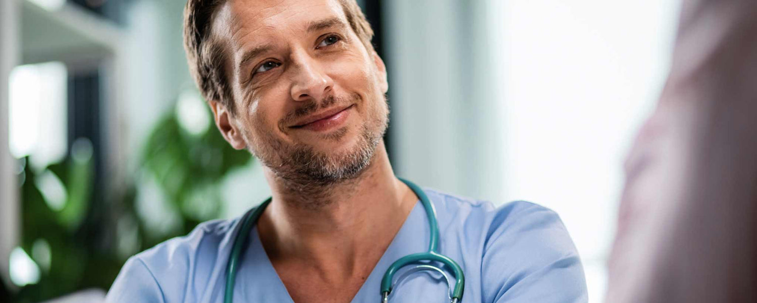 A doctor's smile of assurance.