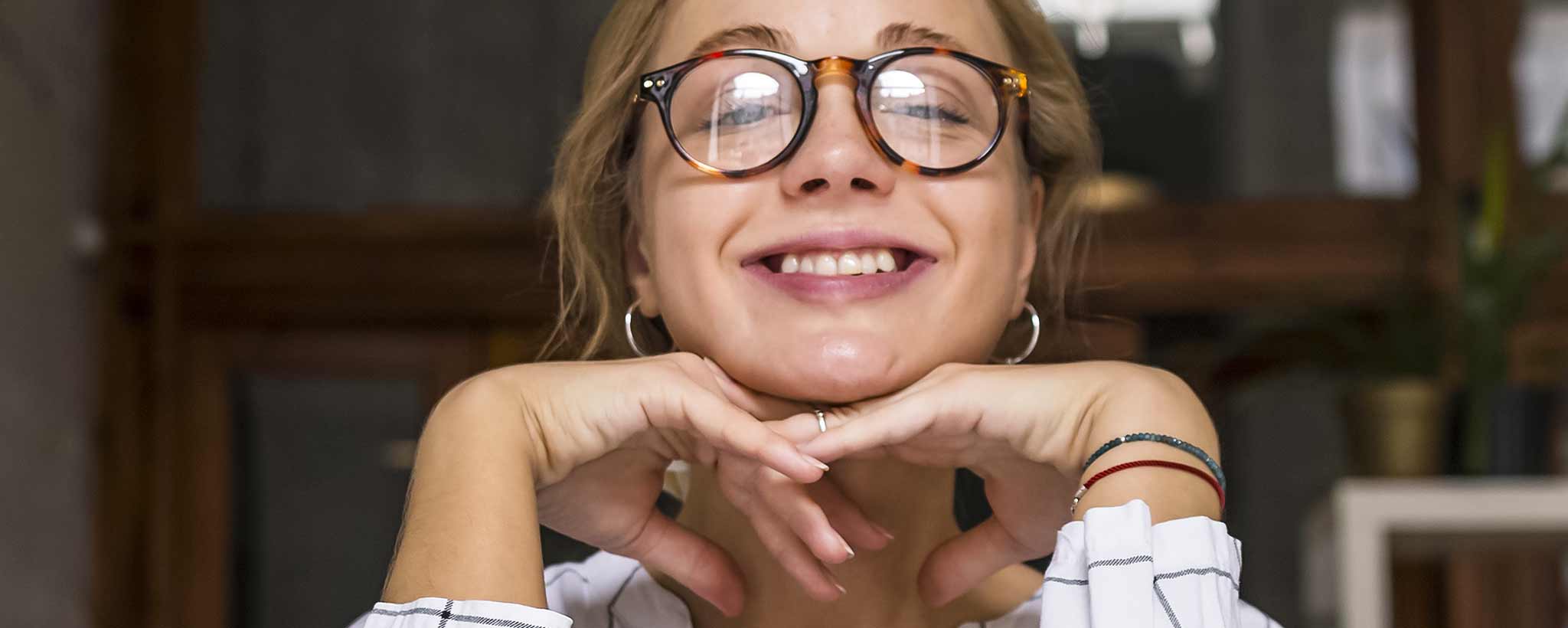 'Smiling blonde female portrait'