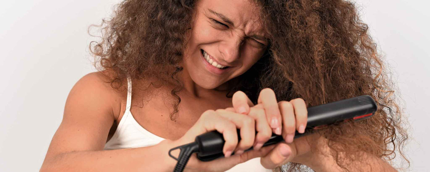 Straightening curly hair