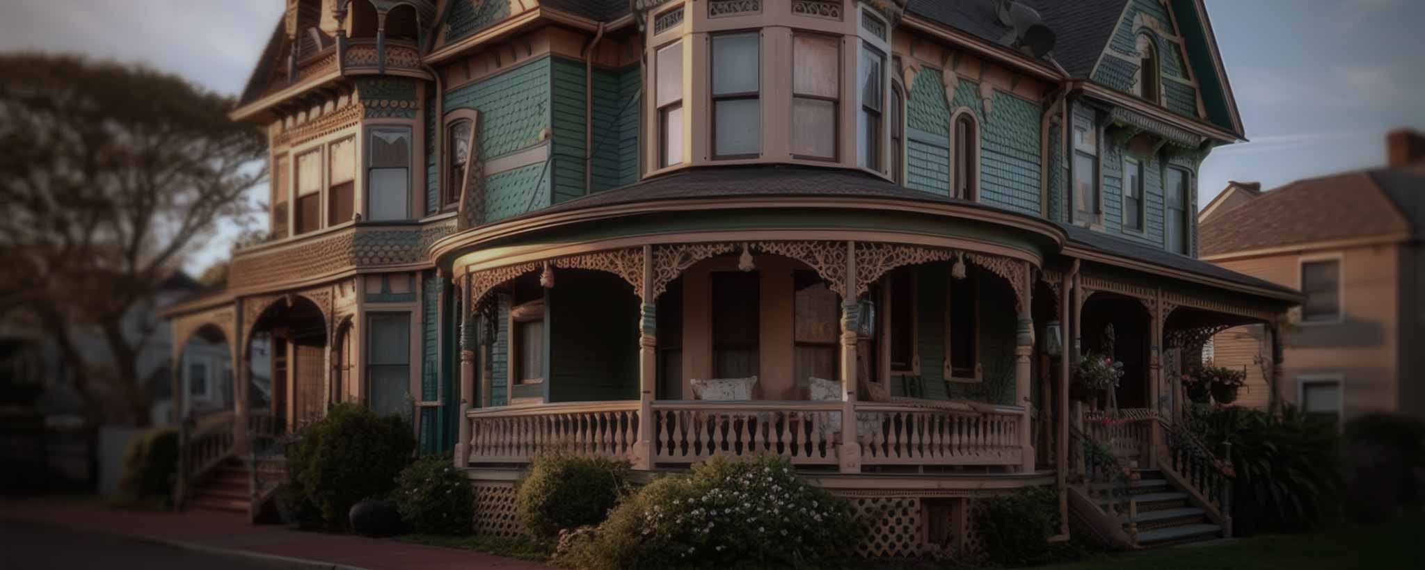 'An historic Victorian fraternity house exterior.'