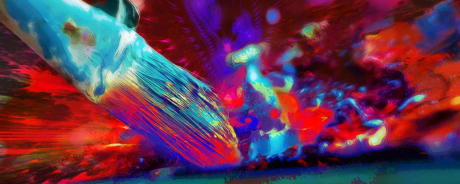 Colorful abstract painting with a brushstroke effect.