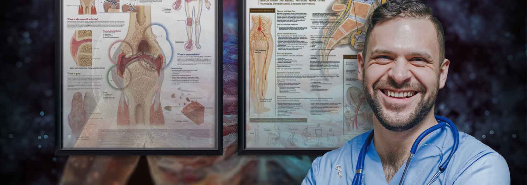 Doctor with anatomy poster