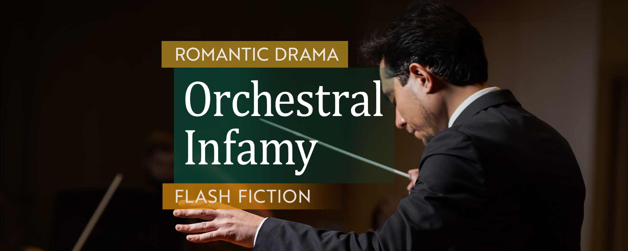 'A male orchestra conductor waves his baton.'