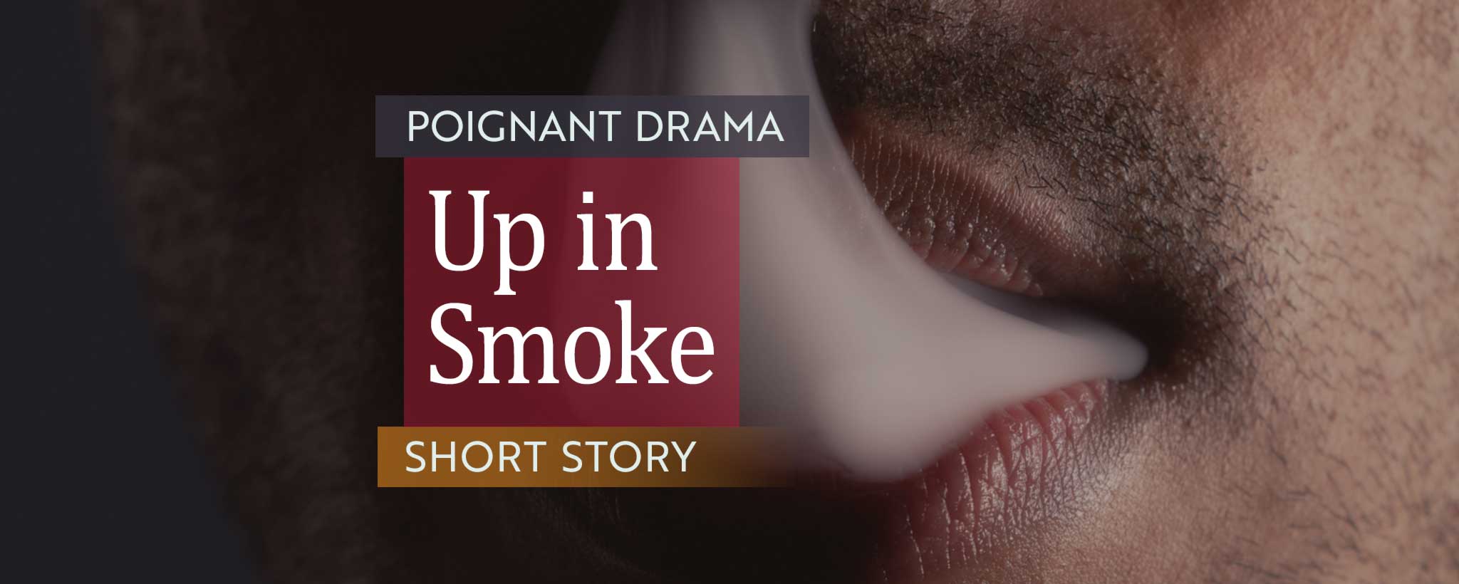 'Vape smoke rises from a man's mouth.'
