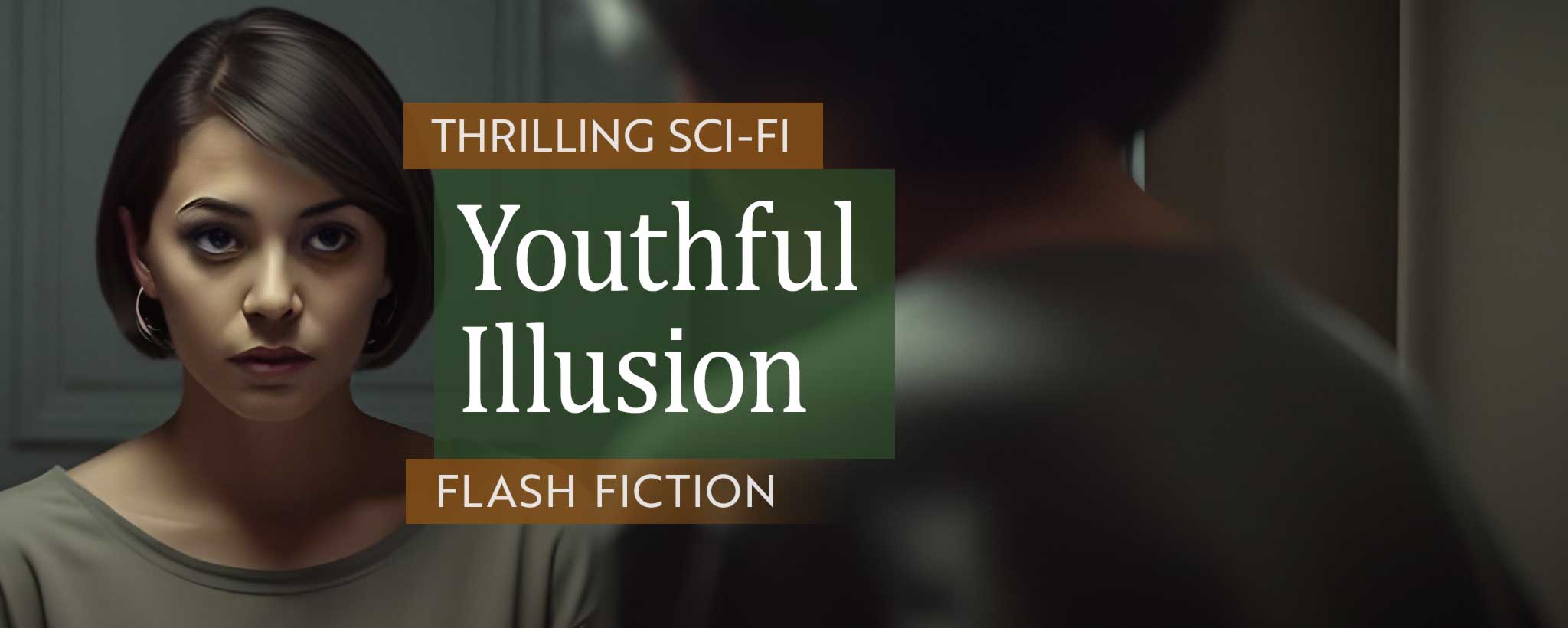 'The youthful reflection of elderly female. (ai).'