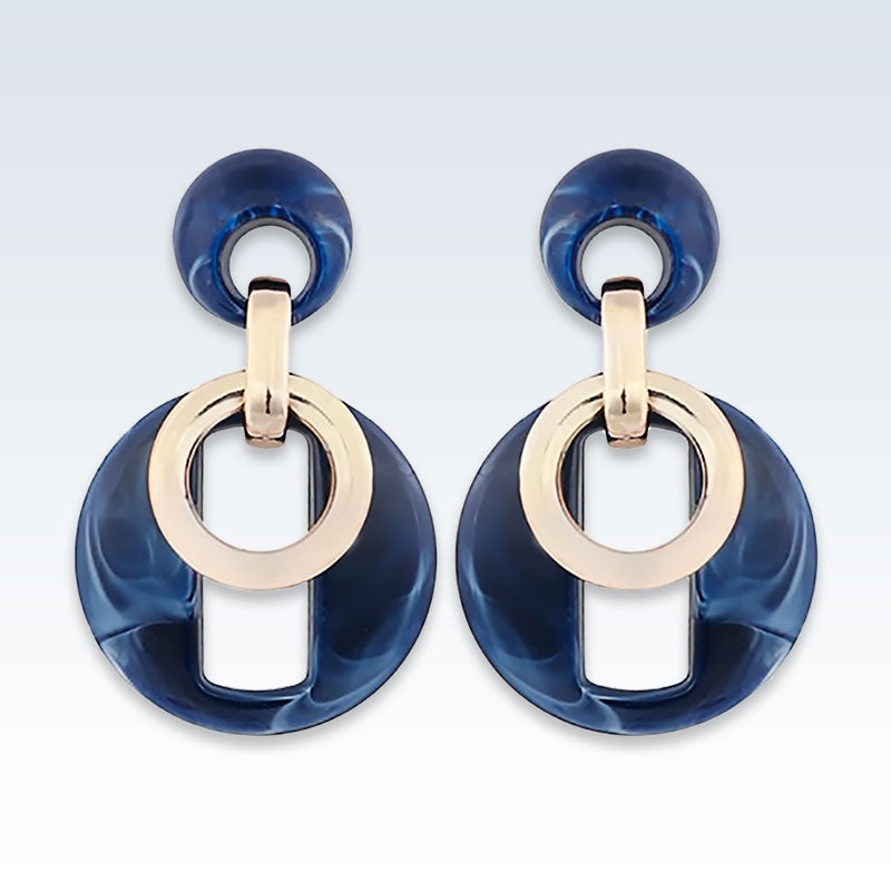 Acrylic Blue Circle Drop Earrings