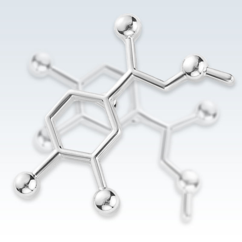 Adrenaline Molecule Silver Lapel Pin Detail