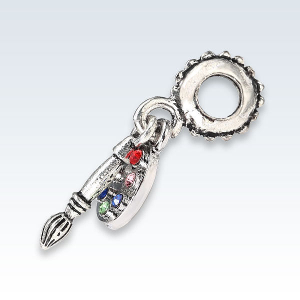 Artists Paintbrush Silver Alloy Charm Side