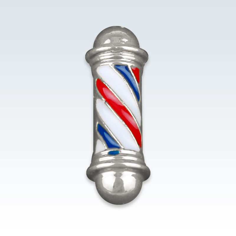 Silver Barbers Pole Lapel Pin