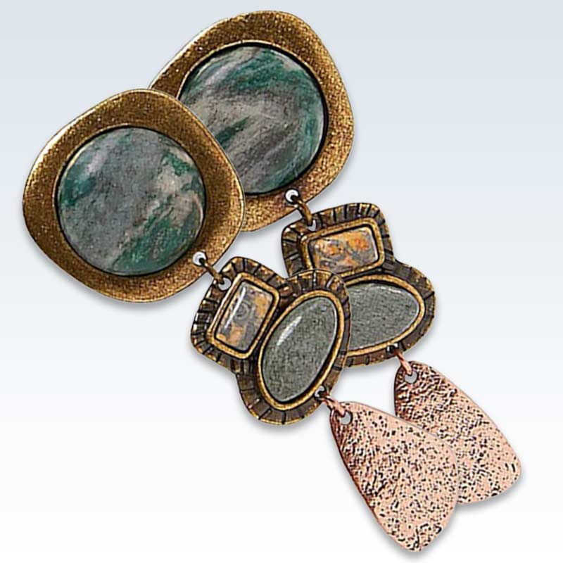 Bohemian Natural Stone Asymmetric Earrings Detail
