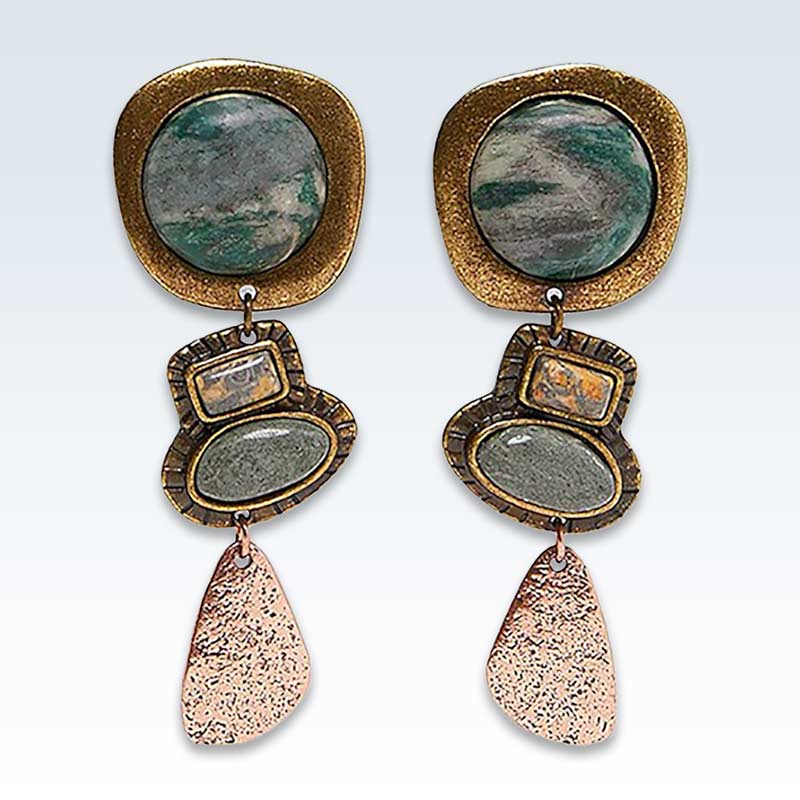 Bohemian Natural Stone Asymmetric Earrings