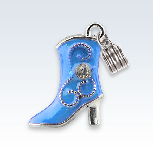Enameled Boot Charm Cyan