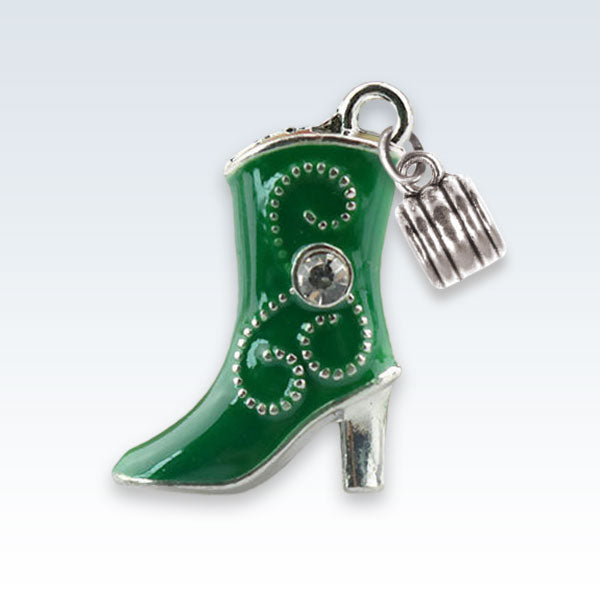 Enameled Boot Charm Green