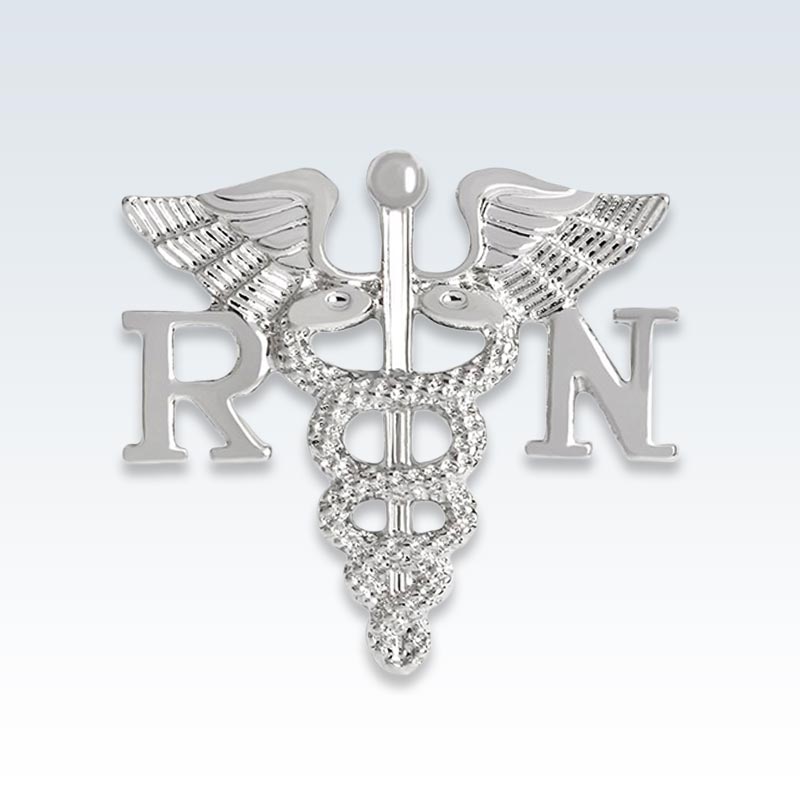 1.25  Pin Button Keyring Badge Reel Cover Pink Fade RN Medical Caduceus  Symbol