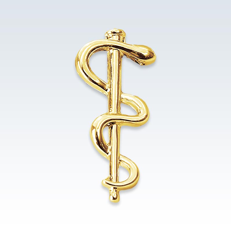Gold Caduceus Staff Lapel Pin