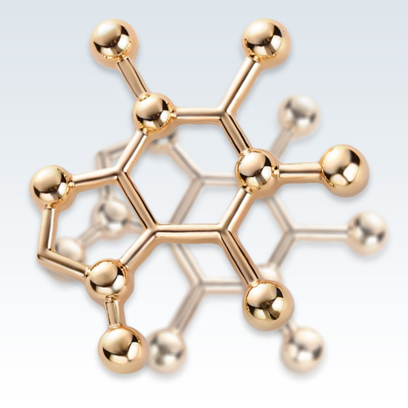 Caffeine Molecule Metal Lapel Pin Detail