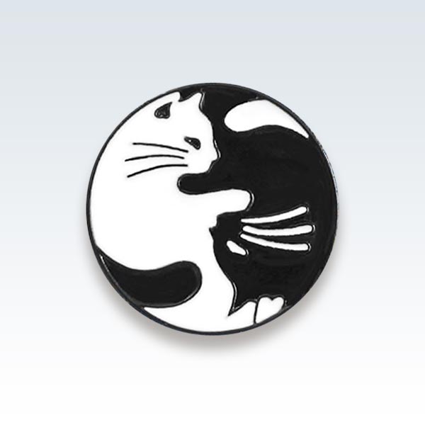 Cats B+W Enamel Lapel Pin