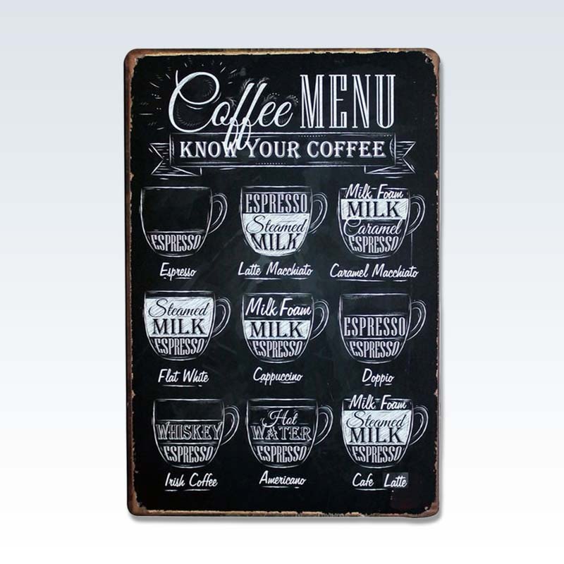 Coffee Menu Steel Chalk Sign