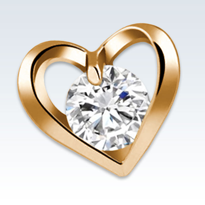Heart CZ Gold Earring Detail