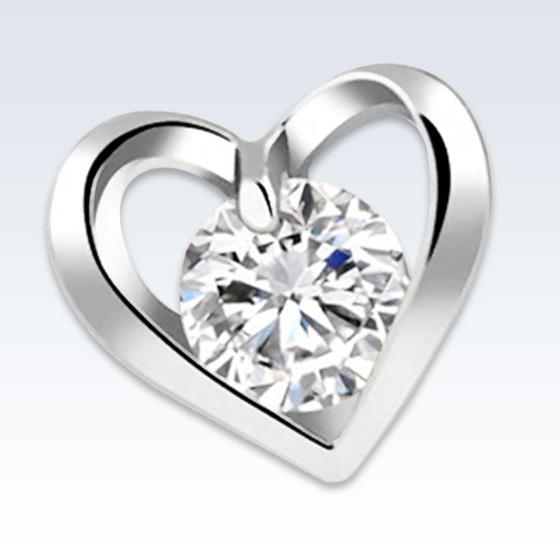 Heart CZ Silver Earring Studs Detail