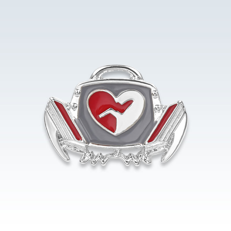 Silver Defibrillator Lapel Pin