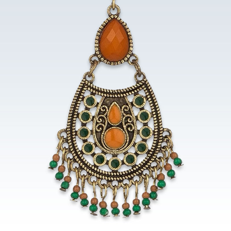Ethnic Teardrop Bead Earring Detail