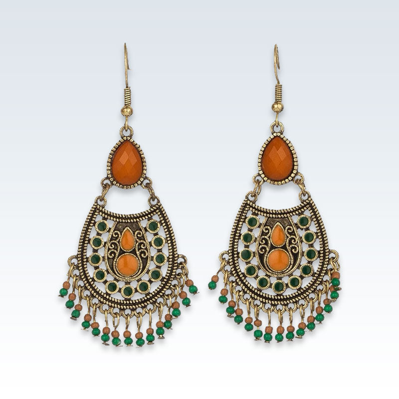 Ethnic Teardrop Bead Drop Earrings