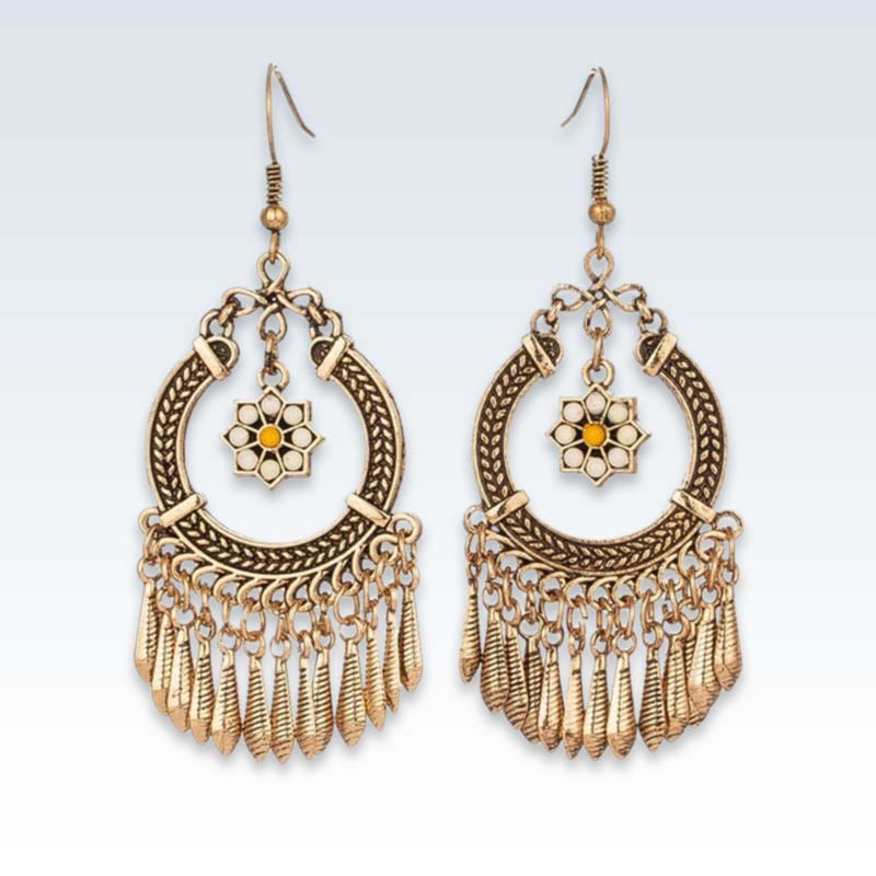 Ethnic Gold Tassel Earrings Edit alt text