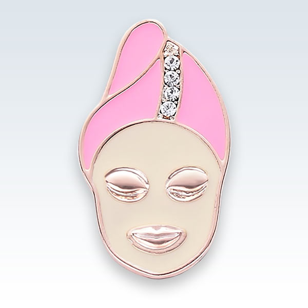 Rose Gold Facial Mask Spa Lapel Pin
