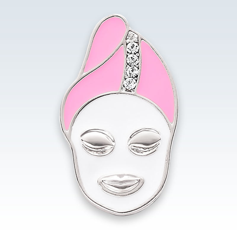 Silver Facial Mask Spa Lapel Pin