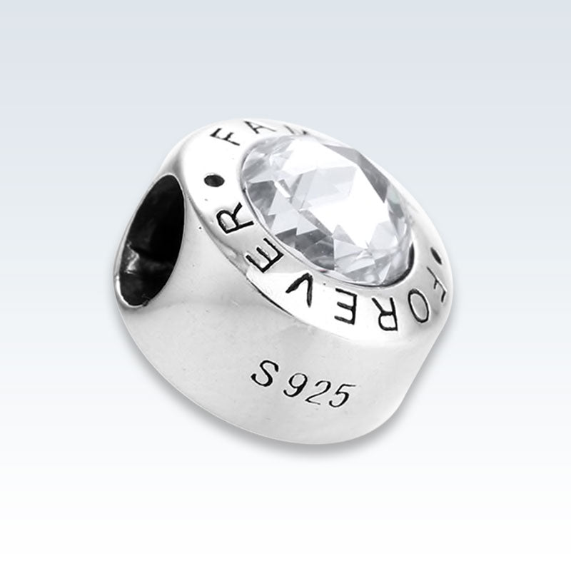 Sterling Silver Family Forever CZ Charm